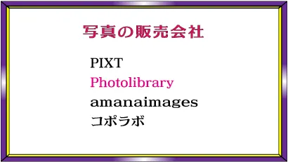 デザイン見出し「写真の販売会社、PIXT、Potplibrary、amanahttps://stylish-homepages.com/images2/、コポラボ」